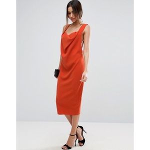 ASOS Drape Cowl Front Strap Open Back Midi Dress